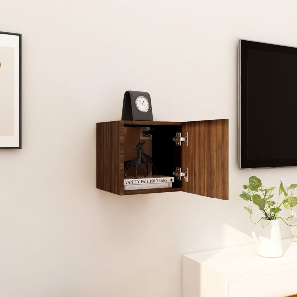 Mueble para TV de pared roble marrón 30.5x30x30 cm D