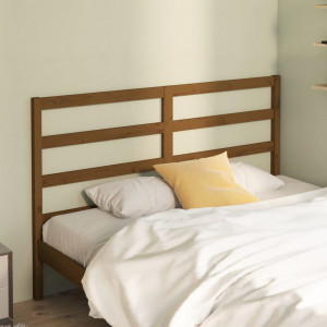 Cabecero de cama madera maciza de pino marrón miel 126x4x100 cm D