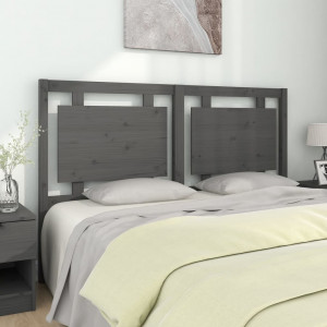 Cabecero de cama madera maciza de pino gris 155.5x4x100 cm D