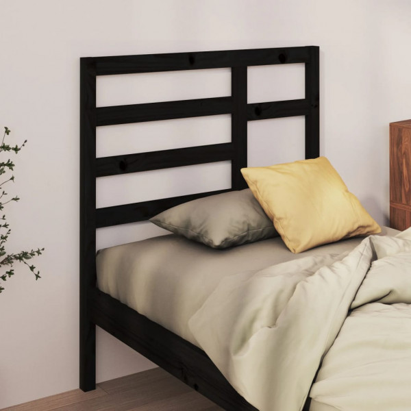 Cabeça de cama madeira maciça de pinho preto 81x4x104 cm D