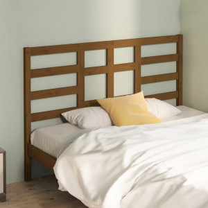 Cabecero de cama madera maciza de pino marrón miel 126x4x104 cm D