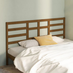 Cabecero de cama madera maciza de pino marrón miel 186x4x104 cm D