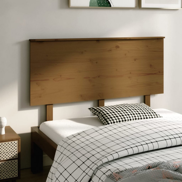 Cabecero de cama madera maciza de pino marrón miel 139x6x82.5cm D