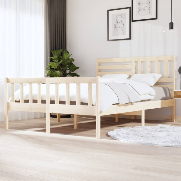 Estrutura de cama de madeira maciça 150x200 cm D