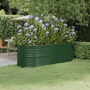 Jardinera arriate acero recubrimiento polvo verde 224x80x68 cm D