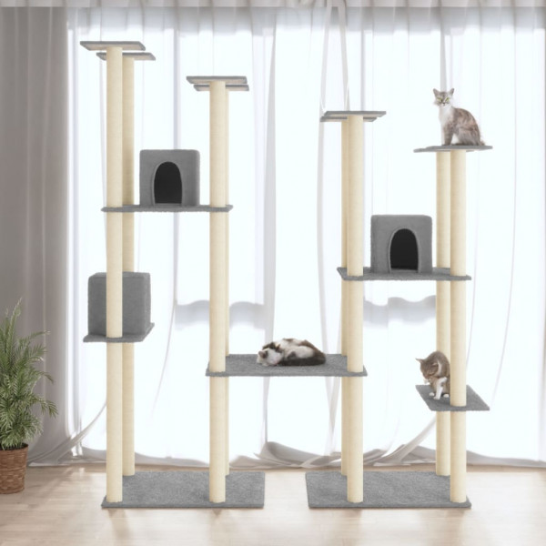 Poste para arranhar gatos com postes de sisal cinza claro 174 cm D