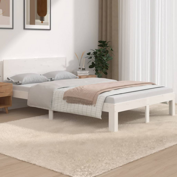 Estructura de cama madera maciza blanco 120x190 cm D