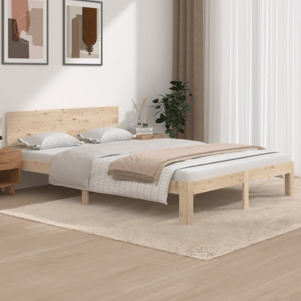 Estructura de cama madera maciza de pino 140x200 cm D