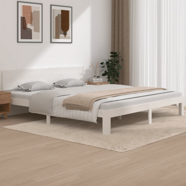 Estructura de cama Super King madera maciza blanco 180x200 cm D