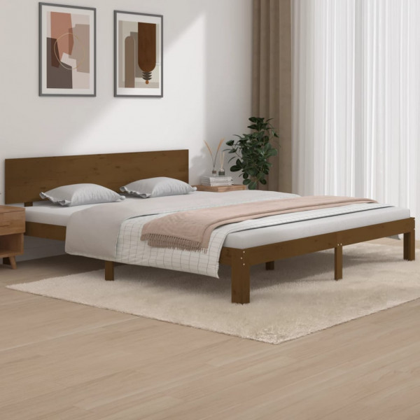 Estructura de cama madera maciza marrón miel 180x200 cm D