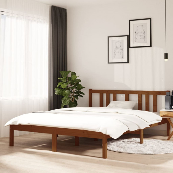 Estrutura da cama madeira maciça marrom mel 140x190 cm D