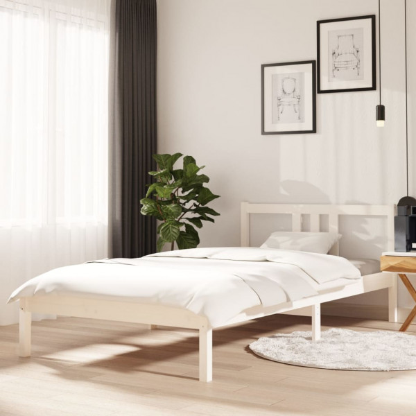 Estrutura de cama madeira maciça branca 100x200 cm D