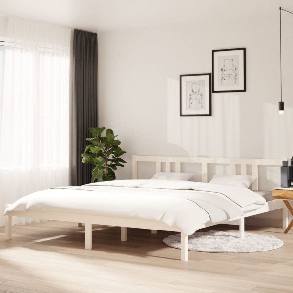 Estructura de cama madera maciza blanco Super King 180x200 cm D