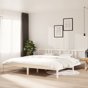 Estructura de cama madera maciza blanco 200x200 cm D