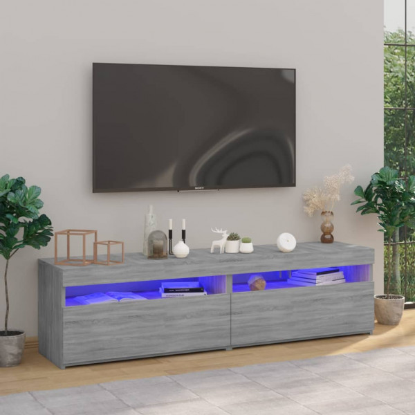 Mobiliário de TV com luzes LED 2 uds cinza Sonoma 75x35x40 cm D