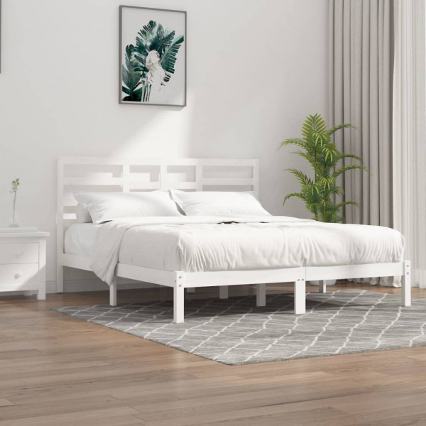 Estrutura da cama madeira maciça branca Super King 180x200 cm D