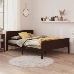 Estructura de cama madera maciza pino marrón oscuro 160x200 cm D