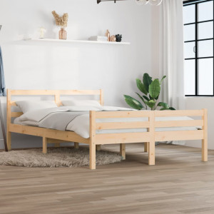 Estructura de cama de madera maciza 140x190 cm D
