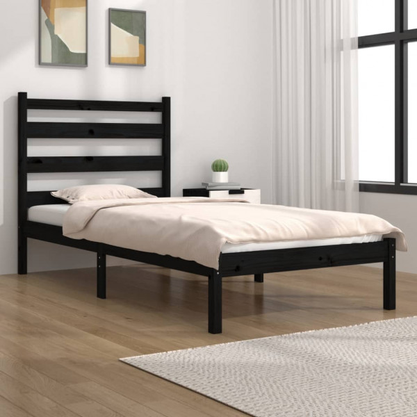 Estrutura de cama em madeira maciça de pinho preto 75x190 cm 2FT6 D