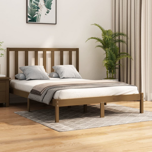 Estrutura de cama madeira maciça dupla marrom mel 120x190 cm D