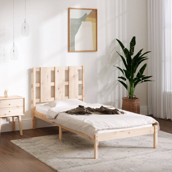 Estrutura de cama individual madeira maciça 90x190 cm D