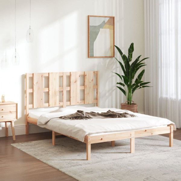 Estructura de cama matrimonial madera maciza 135x190 cm D