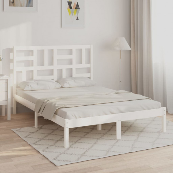 Estructura de cama madera maciza de pino blanca 120x200 cm D