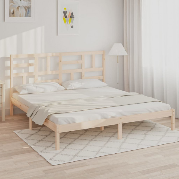 Estructura de cama de madera maciza 200x200 cm Estructura de cama de madera maciza 200x200 cm D