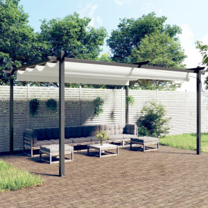 Cenador de jardín con techo retráctil color crema 4x3 m D