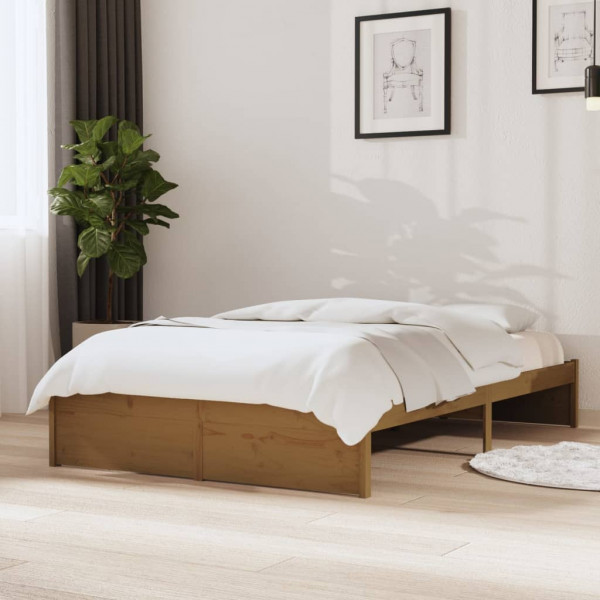 Estructura de cama madera maciza marrón miel 120x200 cm D