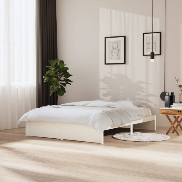 Estructura de cama madera maciza blanco tamaño king 150x200 cm D
