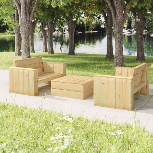 Set de muebles de jardín 3 pzas madera maciza pino impregnada D