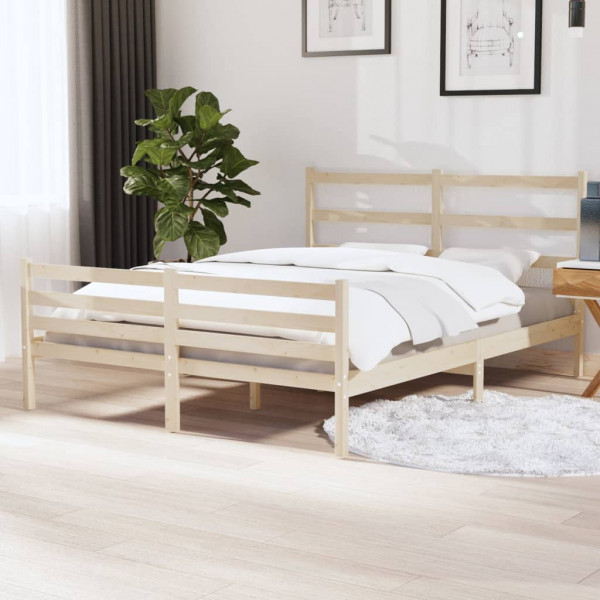 Estrutura de cama de casal em madeira maciça de pinho 135x190 cm D