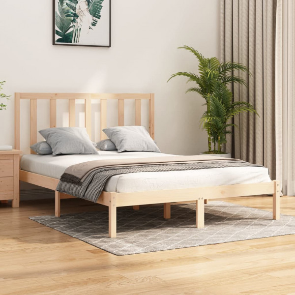 Estructura de cama madera maciza de pino 140x190 cm D