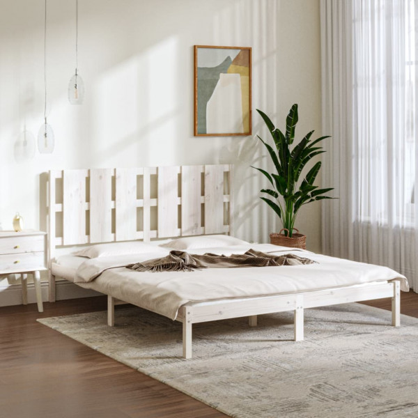 Estructura de cama de madera maciza de pino blanco 160x200 cm D