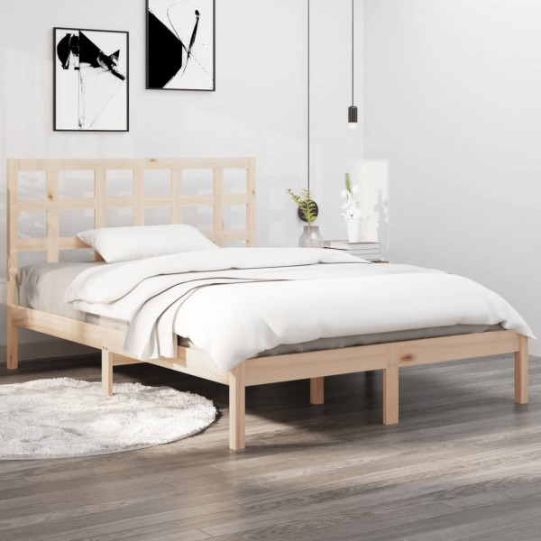 Estructura de cama matrimonial madera maciza 135x190 cm Estructura de cama matrimonial madera maciza 135x190 cm D