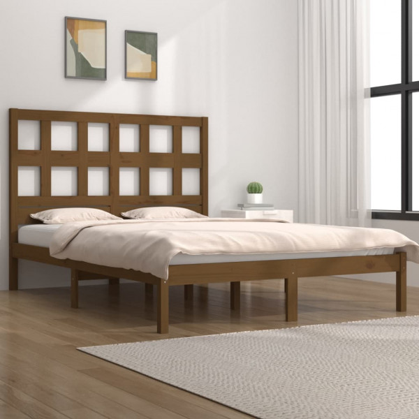 Estrutura de cama em madeira de pinho maciça castanho mel 120x200 cm D