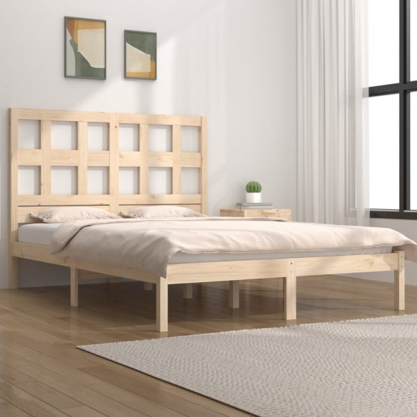 Estructura de cama madera maciza de pino 140x200 cm D
