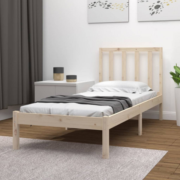 Estrutura de cama individual em madeira de pinho maciça 75x190 cm D