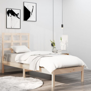 Estructura de cama individual madera maciza 90x190 cm D