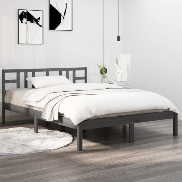 Estructura de cama de madera maciza blanca 140x190 cm D