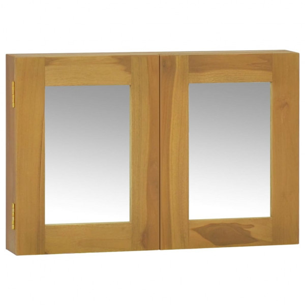 Mueble con espejo madera maciza de teca 60x10x40 cm D