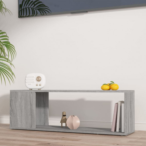 Mueble de TV madera contrachapada gris Sonoma 100x24x32 cm D