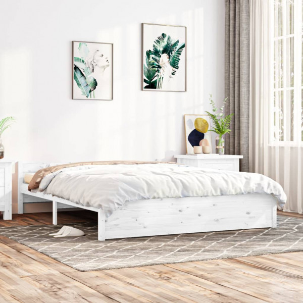Estructura de cama madera maciza blanco Super King 180x200 cm D