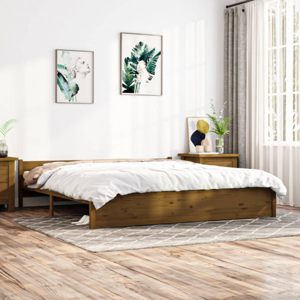 Estructura cama madera maciza Super King marrón miel 180x200 cm D