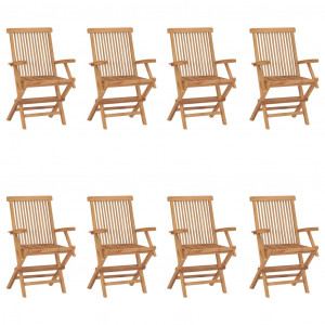 Cadeiras dobráveis de jardim 8 unidades em madeira maciça de teca D