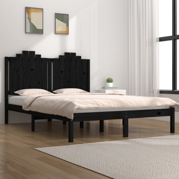 Estructura de cama madera maciza de pino negra 180x200 cm D