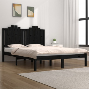 Estructura de cama de madera maciza de pino negra 200x200 cm D