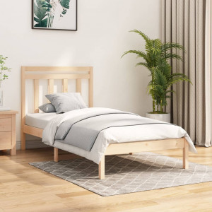 Estructura de cama madera maciza de pino 90x200 cm D