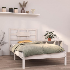 Estructura de cama madera maciza de pino blanca 90x200 cm D
